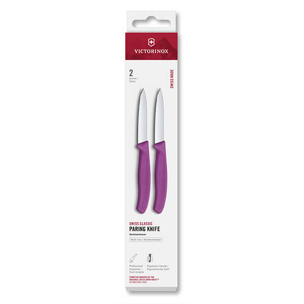 Victorinox Swiss Classic Purple 8cm Straight 2 Piece Pointed Tip Paring Knife Box Set