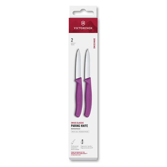 Victorinox Swiss Classic Purple 8cm Straight 2 Piece Pointed Tip Paring Knife Box Set