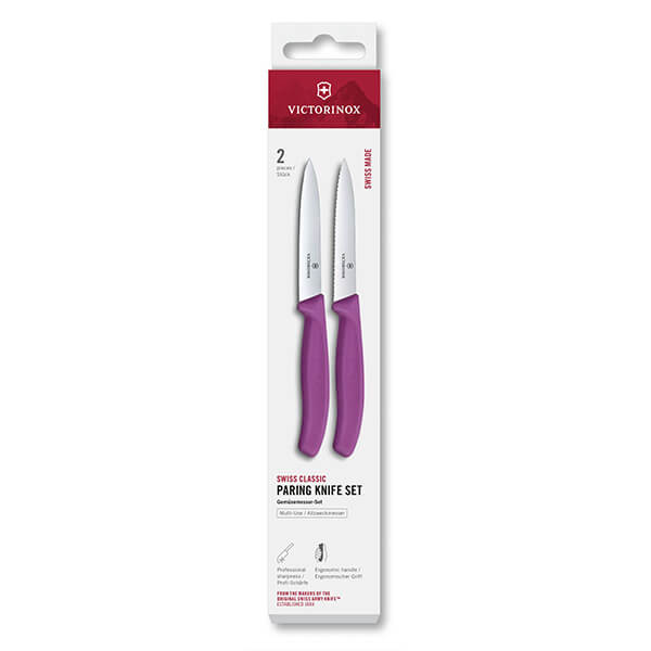 Victorinox Swiss Classic Purple 10cm Serrated/Straight 2 Piece Paring Knife Box Set