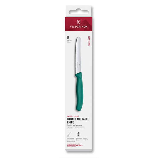 Victorinox Swiss Classic Green 11cm Serrated 6 Piece Tomato & Table Knife Box Set