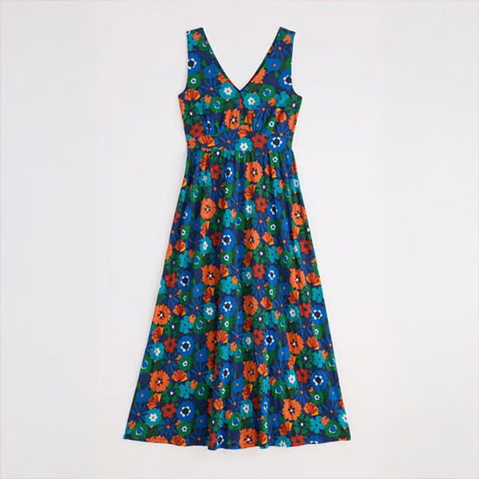Seasalt Polmanter Dress Screenprint Floral Maritime
