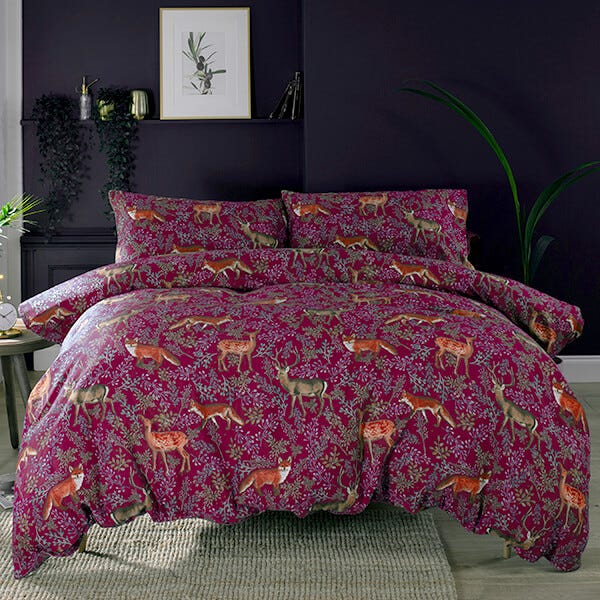 Deyongs Fox and Deer Duvet Set Mulberry