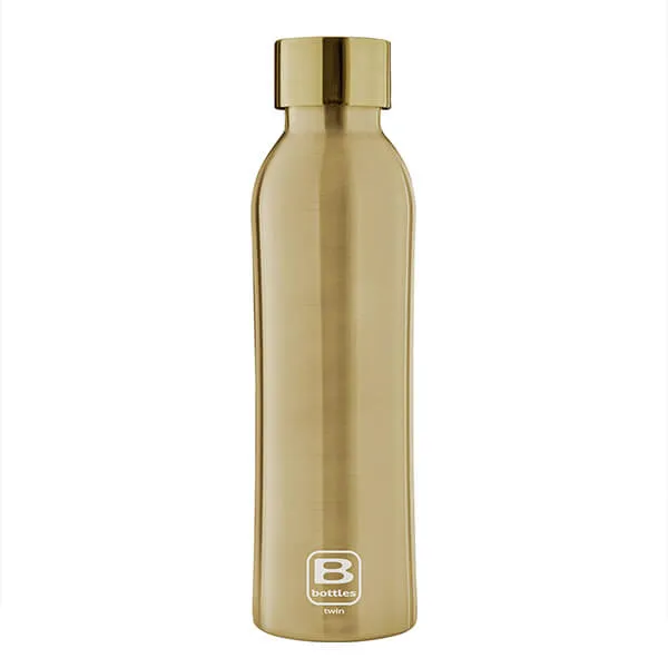 Bugatti B Bottle Twin 500ml Thermal Water Bottle Yellow Gold Brushed