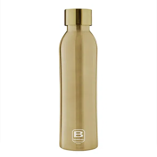 Bugatti B Bottle Twin 500ml Thermal Water Bottle Yellow Gold Brushed