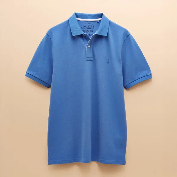 Joules Mens Woody Blue Cotton Pique Polo Shirt