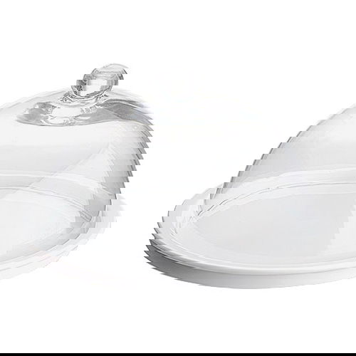 Cheese Platter White & Glass Dome