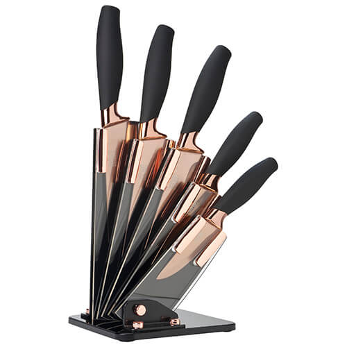 Taylors Eye Witness Brooklyn Rose Gold 5 Piece Fan Shaped Knife Block Set