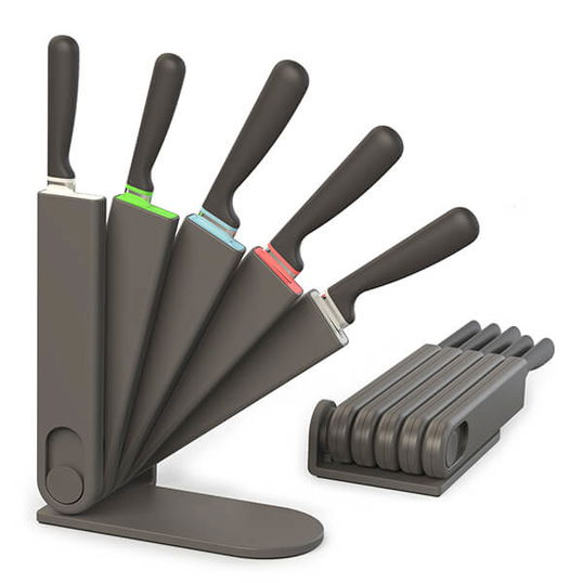 Venn 5 Piece Multi Use Knife Block Set, Free Standing, Wall Mounted or Drawer Store