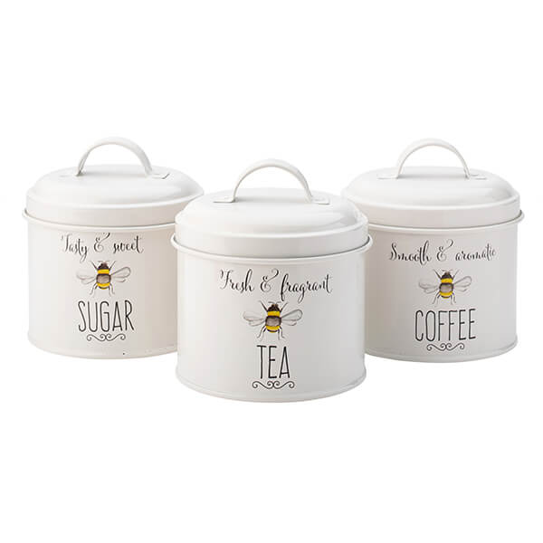 English Tableware Company Bee Happy Painted Steel Storage Tin Set