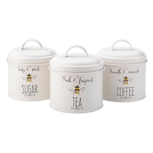English Tableware Company Bee Happy Painted Steel Storage Tin Set