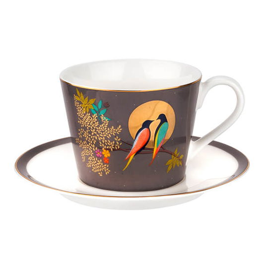 Sara Miller Chelsea Collection Dark Grey Tea Cup & Saucer