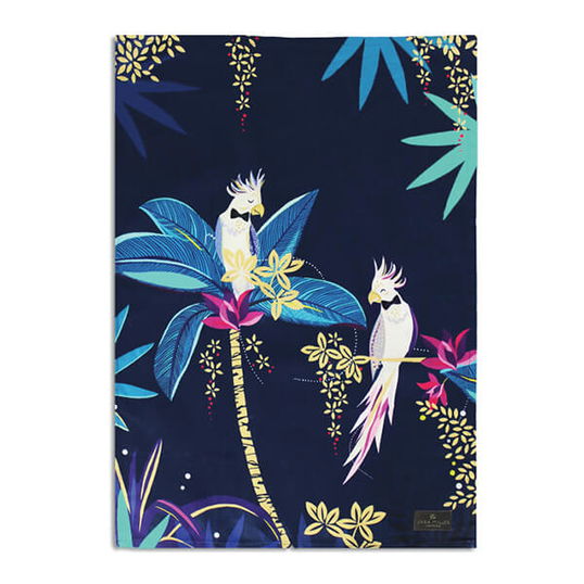 Sara Miller Tahiti Cockatoo Blue Tea Towel