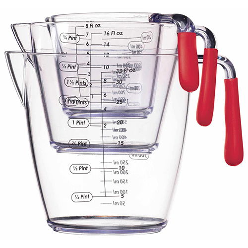 Colourworks Three Piece Measuring Jug Set (200ml/400ml/900ml) Red