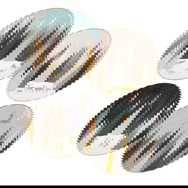 Sara Miller Frosted Pines Collection Set of 4 Plates