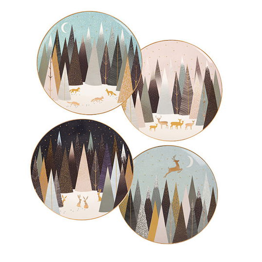 Sara Miller Frosted Pines Collection Set of 4 Plates