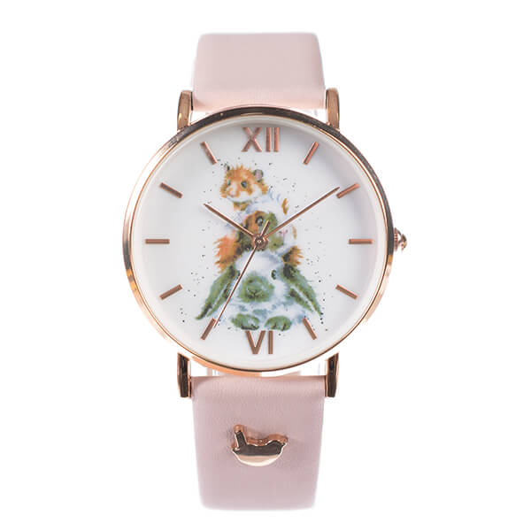 Wrendale Designs Piggy In The Middle Watch Pink Vegan Leather Strap