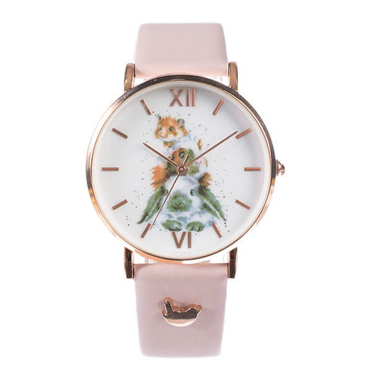 Wrendale Designs Piggy In The Middle Watch Pink Vegan Leather Strap