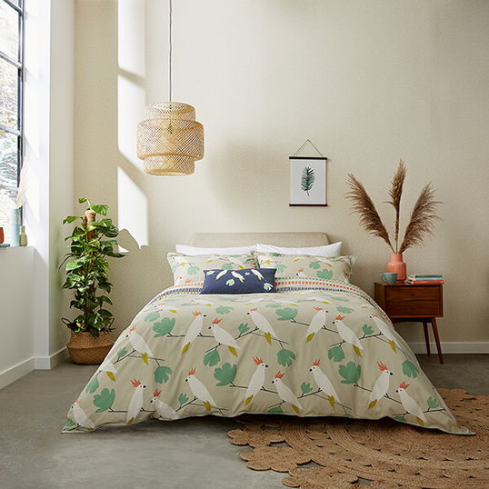 Scion Living Lovebirds Duvet Set Super King Size Flamenco