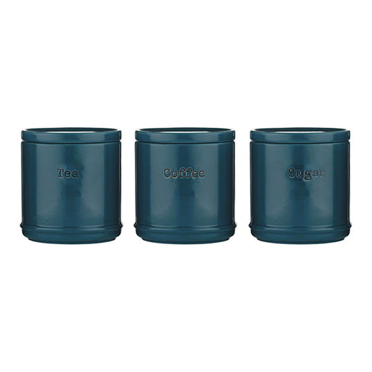 Price & Kensington Accents Teal Tea Coffee & Sugar Canisters
