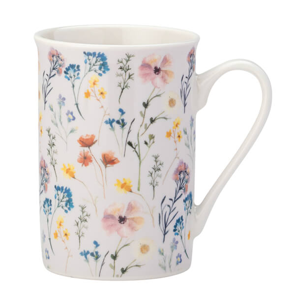 English Tableware Company Pressed Flowers Purple Flare Rim Mug