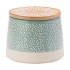 English Tableware Company Artisan Flower Blue Canister with Bamboo Lid