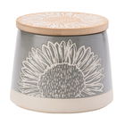English Tableware Company Artisan Flower Grey Canister with Bamboo Lid