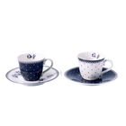 Katie Alice Vintage Indigo Set Of Two Espresso Cups And Saucers (New)