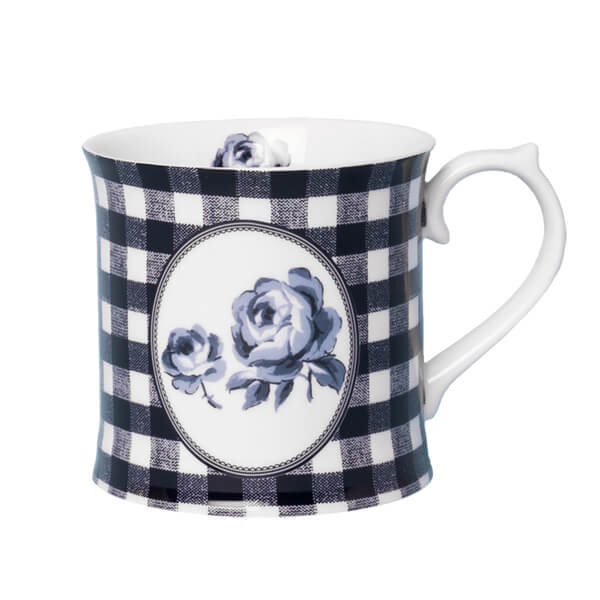 Katie Alice Vintage Indigo Blue Gingham Tankard Mug 