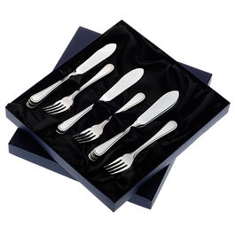 Arthur Price of England Bead Sovereign Stainless Steel Set of 6 Pairs Of Fish Eaters