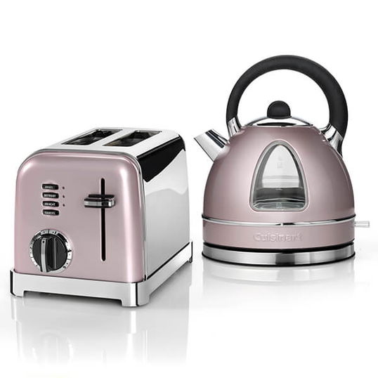 Cuisinart Style Vintage Rose Traditional Kettle & 2 Slice Toaster Breakfast Set