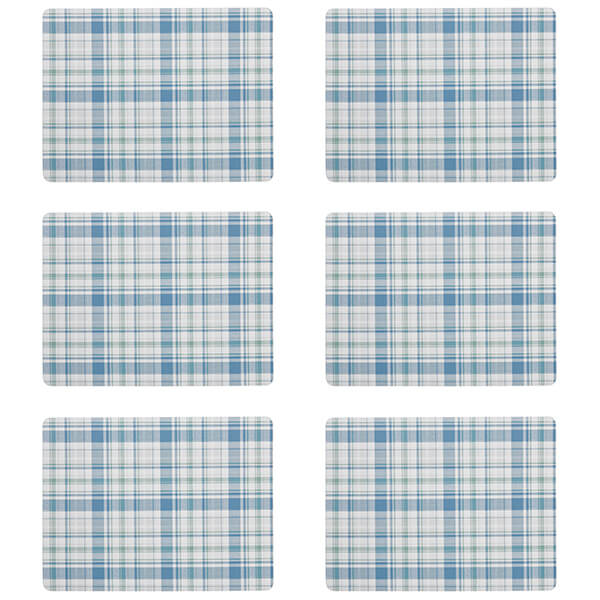 Denby Elements Checks Green / Blue 6 Piece Placemats