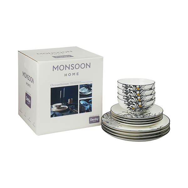 Denby Monsoon Chrysanthemum 12 Piece Tableware Set