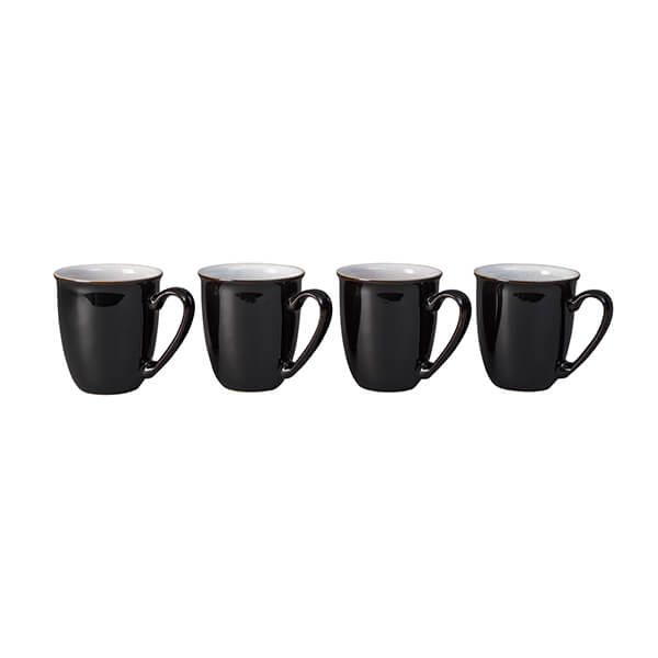 Denby Elements Black Set Of 4 Coffee Beaker Mugs