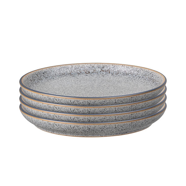 Denby Studio Grey Set Of 4 Coupe Dinner Plates