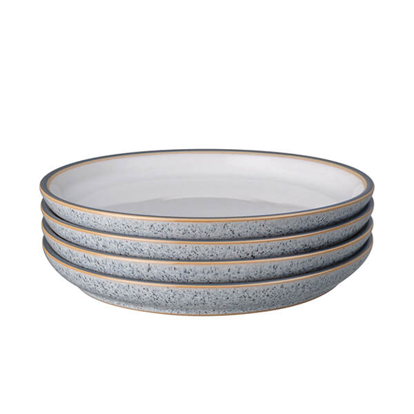 Denby Studio Grey Set Of 4 White Medium Coupe Plates