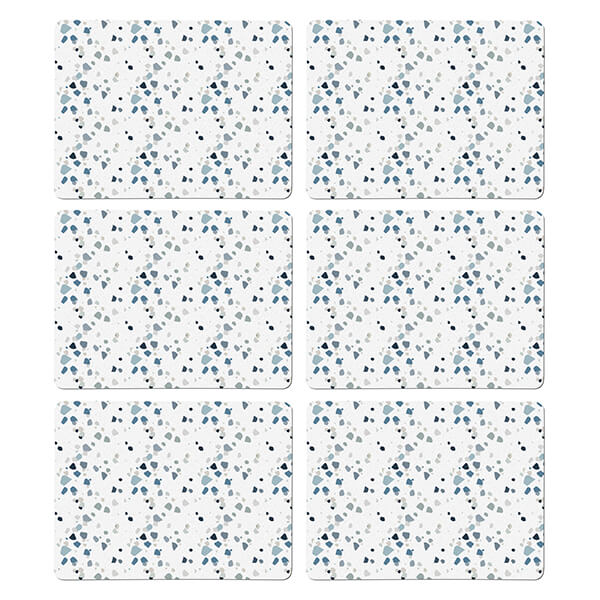 Denby Elements Set Of 6 Terrazzo Effect Blues Placemats