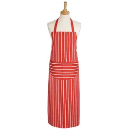 Dexam Rushbrookes Classic Butchers Stripe Adult Apron Long Red
