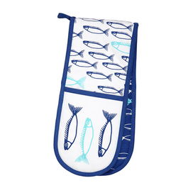 Dexam Fish Double Oven Glove Marine Blue
