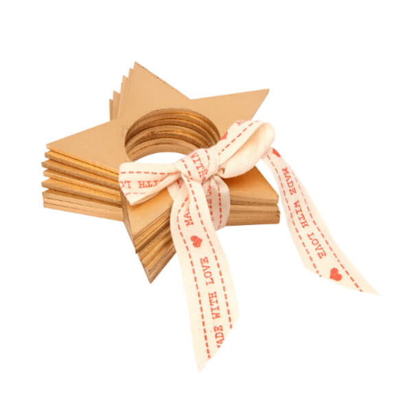 Dexam Gold Star Wooden Napkin Rings Set Of 4