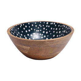 Dexam Sintra Mango Wood Spotted Salad Bowl Ink Blue