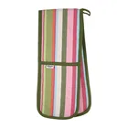 Dexam Recycled Cotton Striped Double Oven Gloves Green