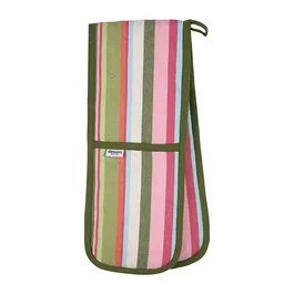 Dexam Recycled Cotton Striped Double Oven Gloves Green