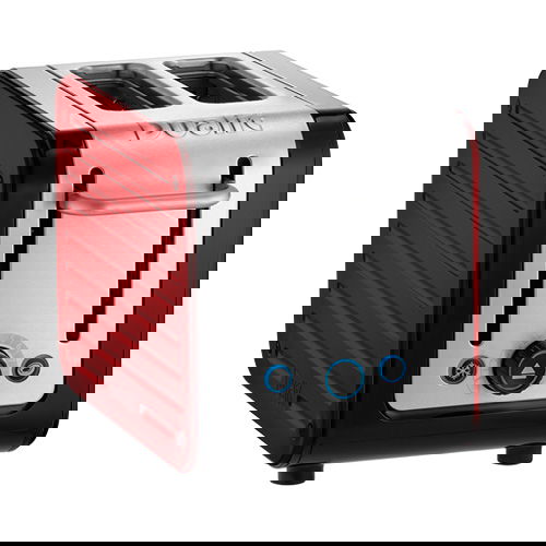 Dualit Architect 2 Slot Black Body With Apple Candy Red Panel Toaster