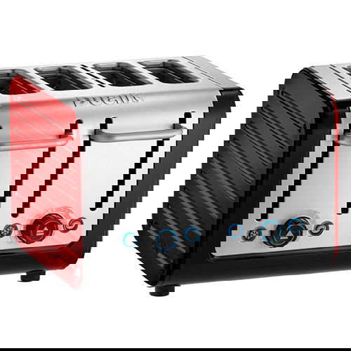 Dualit Architect 4 Slot Black Body With Apple Candy Red Panel Toaster