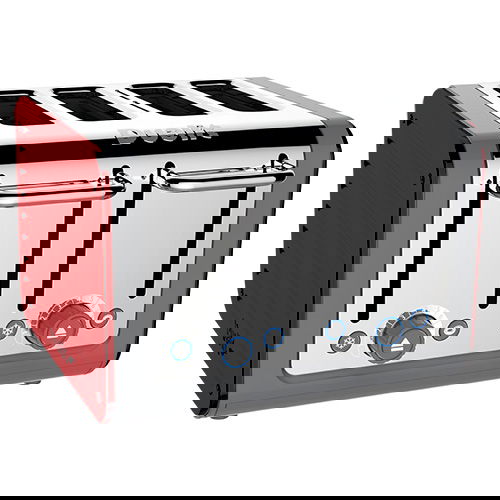 Dualit Architect 4 Slot Grey Body With Apple Candy Red Panel Toaster