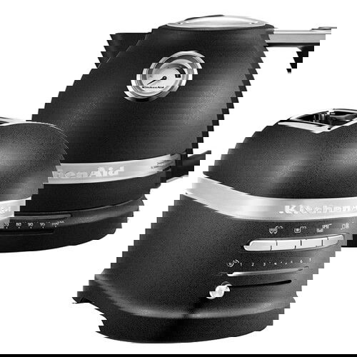 KitchenAid Artisan Cast Iron Black 2 Slot Toaster and Kettle Set