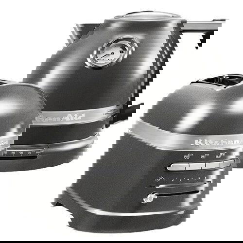KitchenAid Artisan Medallion Silver 2 Slot Toaster and Kettle Set