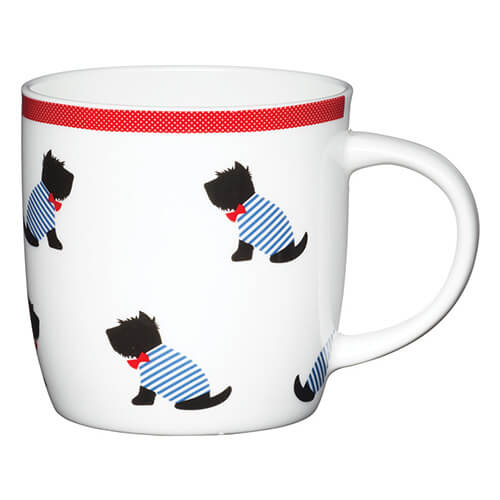 KitchenCraft China 425ml Barrel Shaped Mug, Sitting Westies