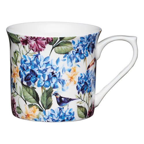 KitchenCraft China 300ml Fluted Mug, Country Floral