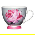 KitchenCraft China 400ml Footed Mug, Pink Flower